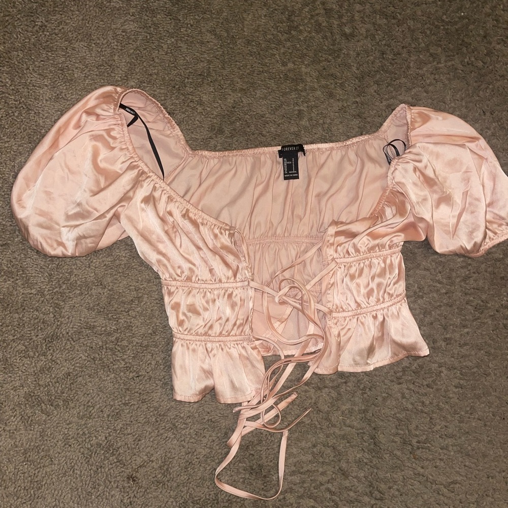 Forever 21 blush strap up blouse size small